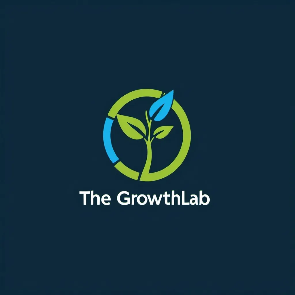 Prompt: Create a profile photo For the name **"The Growth Lab,"** A simple, modern logo featuring the initials "TGL" in a sleek, bold font. Incorporate a symbol that represents growth and experimentation, such as a small plant sprouting from the ground or a beaker (to tie in the "Lab" theme). Use a color scheme that conveys energy and growth, such as green for growth and blue for trust and stability.

