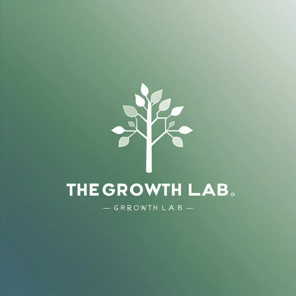 Prompt: A Facebook cover photo For the name "The Growth Lab,"
 A minimalist cover with a solid background, possibly in a calming green or blue hue. Center the name "The Growth Lab" with the tagline underneath. Add subtle, abstract elements like a graph representing progress to keep the theme visually tied to growth.

