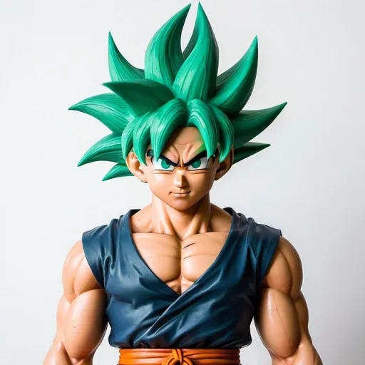 Prompt: Make goku with green hair