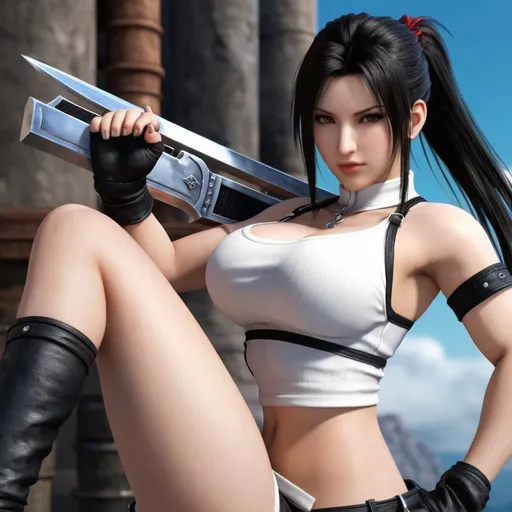 Prompt: beautiful TIfa From FF7 and Chun-Li mixed together Into One person, princess, PERFECETgirl, gooner, gooning, goon cave,HD, UHD, 4k, realistic