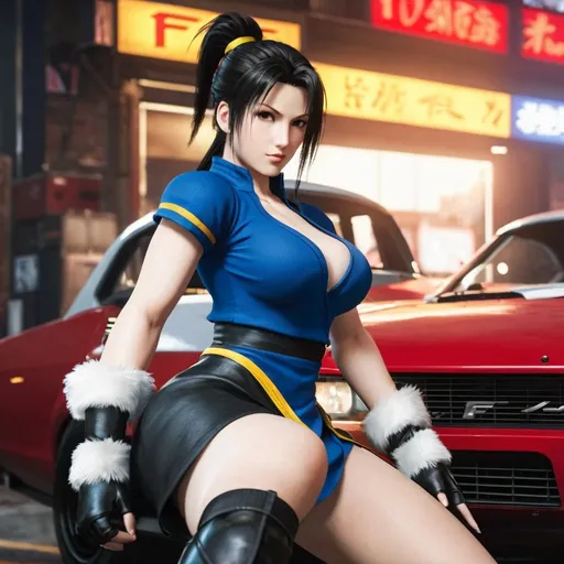 Prompt: Tifa Lockhart FROM FF7 Mixed with Chun li street FROM Street fighter