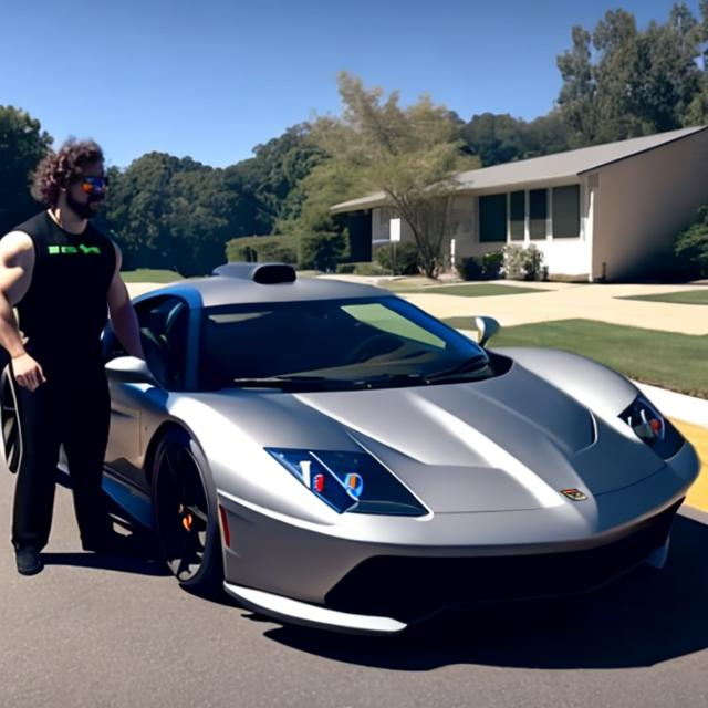 Prompt: Sam Hyde GOING FREAKING BEAST MODE ON LIBTARDS, Just One guy, Driving a Super Car, IN A POOR Neighborhood, WITH Sam  Throwing Trash out window From inside the Super Car