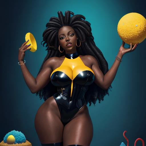 Prompt: Thick AF Supple Dark Ebony Qween, megan thee stailon, flo mille, Hot, sponge bob for glorb