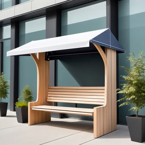 Prompt: A wellness bench for employees with a awning
