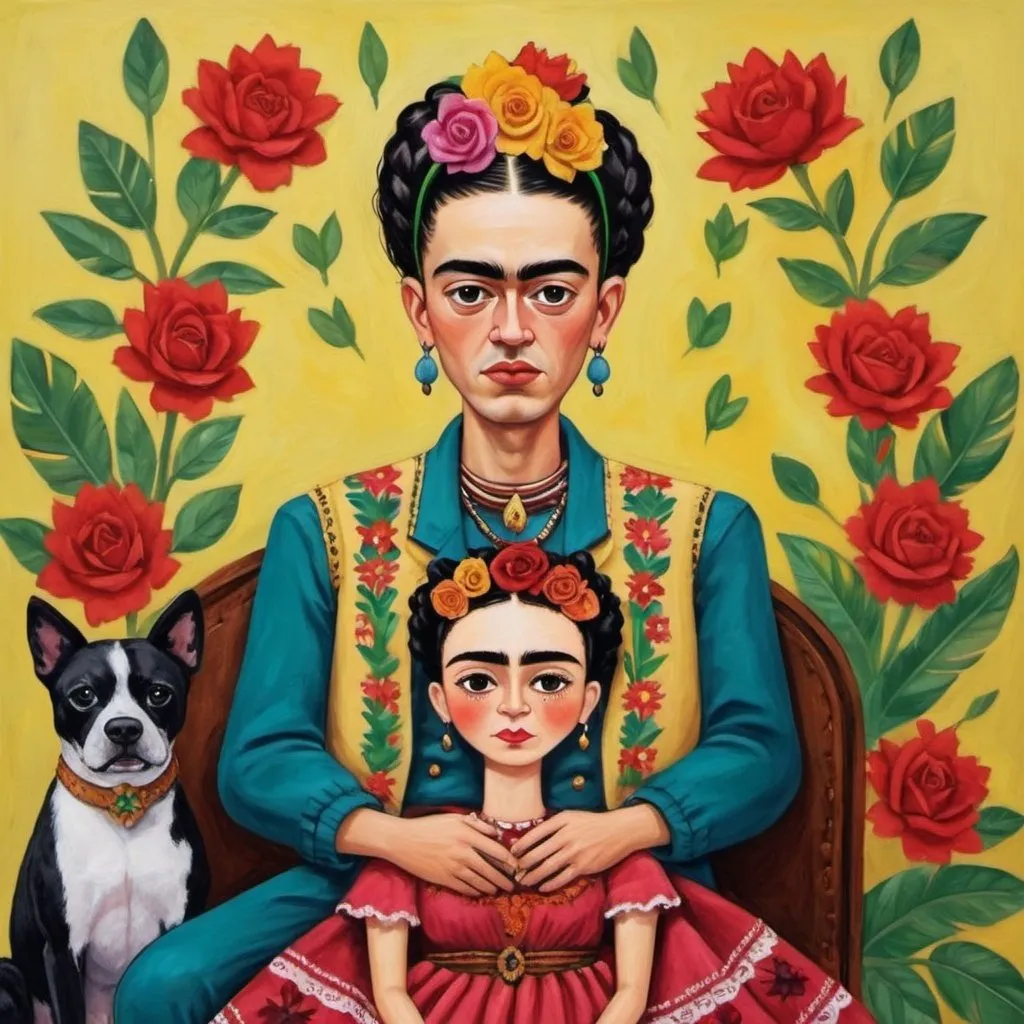 Prompt: Arte  Frida khalo com seu marido 
