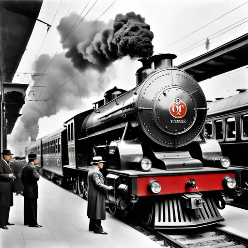 Prompt: THE ORIENT EXPRESS IN ISTAMBUL WITH SOME PEAPLE IN IT, THE PICTUR IS IN 1930, BY OUTSIDE, IT AS TO BE MORE REAL AD I WANT TO SEE THE LOCOMOTIVE, MORE REAL PLEASE

