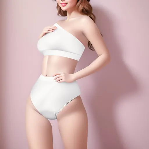 Prompt: Fine art oil painting of a beautiful thin woman wearing a diaper, loves wearing diapers, modeling diaper, arms at her side in dynamic pose, cute round glistening eyes, perfect face, perfect hands, perfect diaper, feeling cute, flat light, cozy and cute aesthetic, uhd, 64k, cute aesthetic, full body, includes woman’s face.