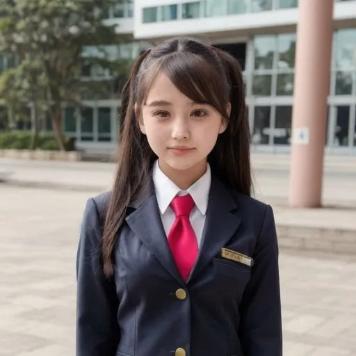 Prompt: A girl wear school uniform 