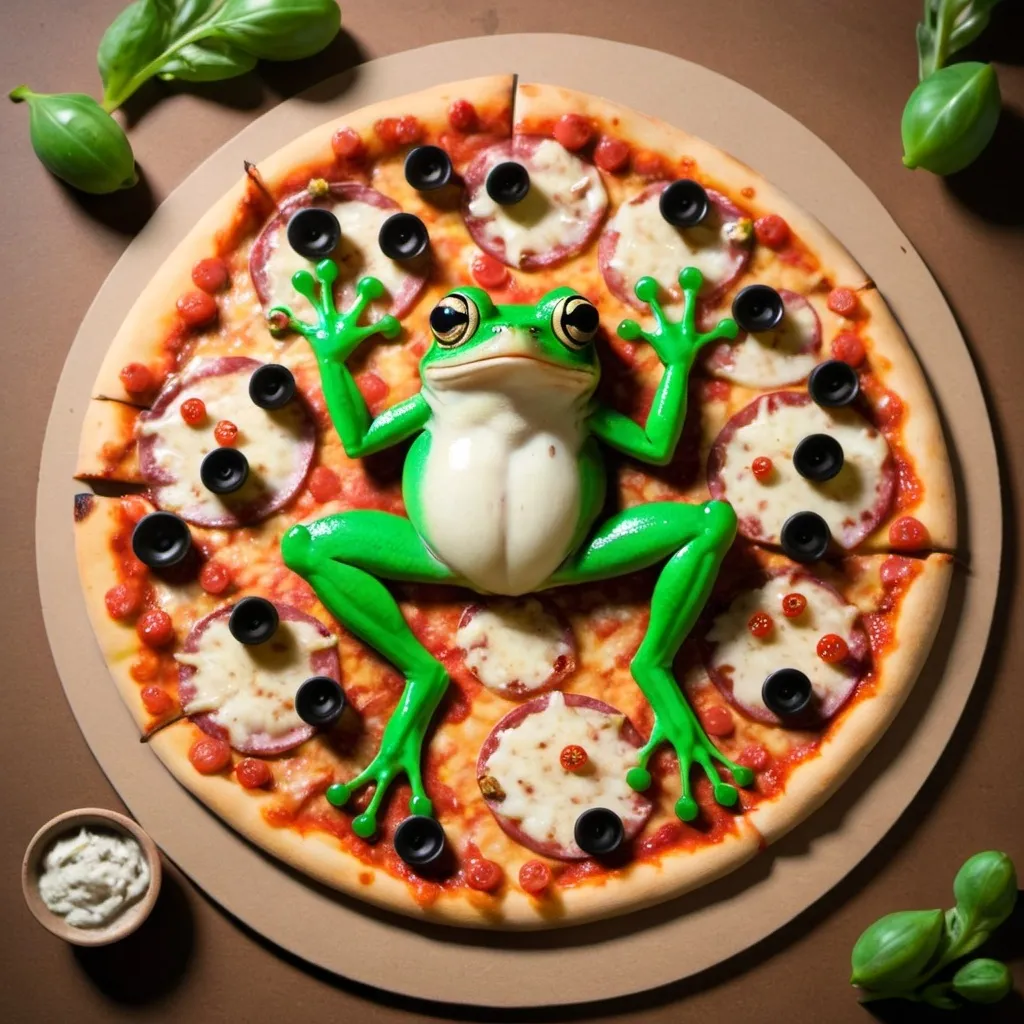 Prompt: Frog pizza hybrid 