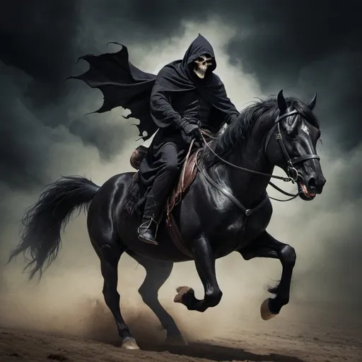 Prompt: Demon of Death riding a Black Horse
