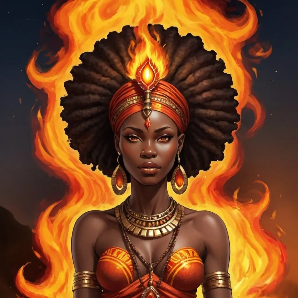 Prompt: African Goddess of Fire