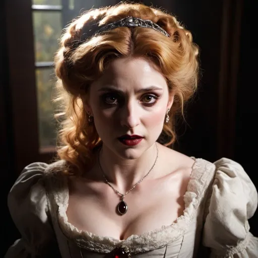 Prompt: Lucy Westenra, Dramatic Light victorian, vampire, coffin open she's ill, almost dead,


