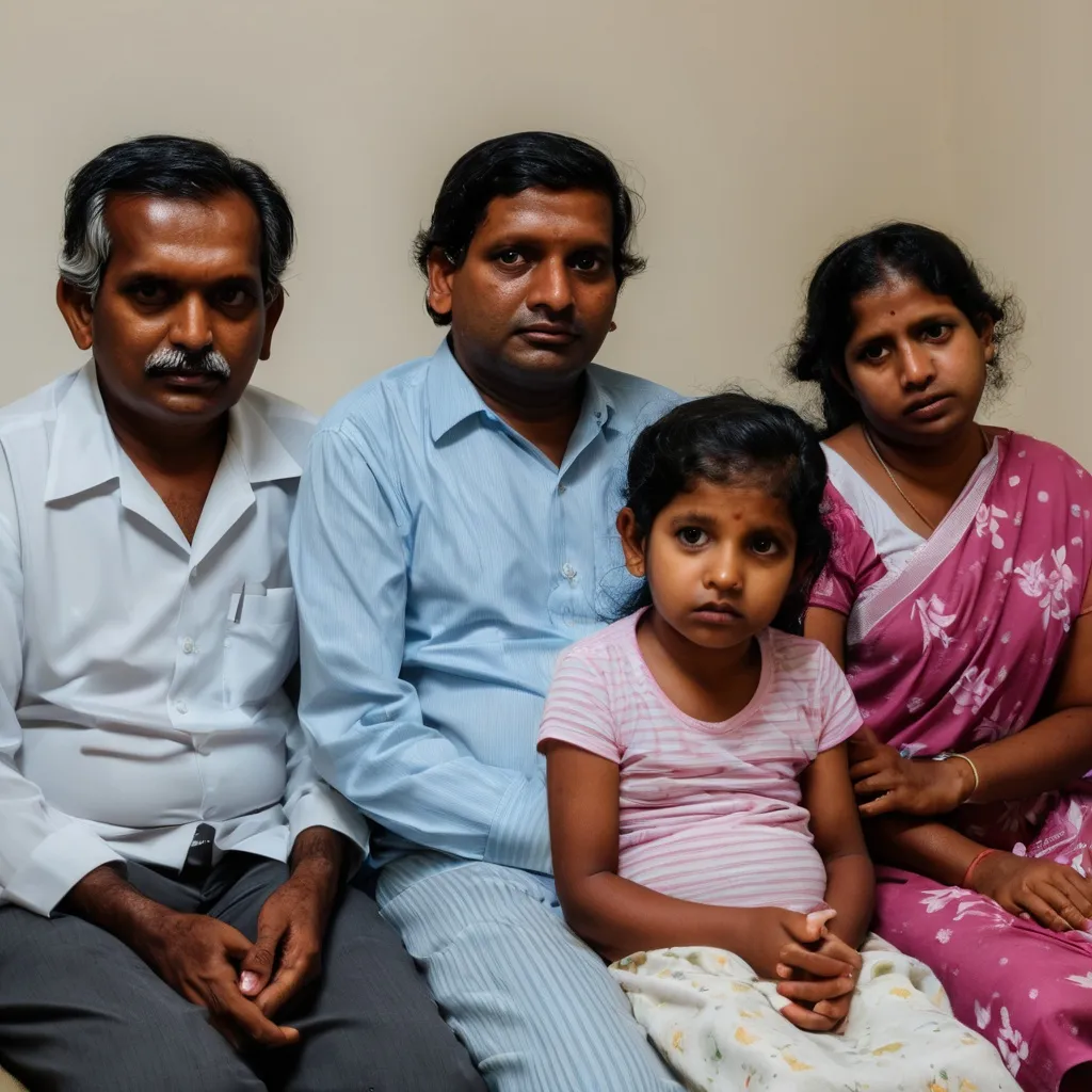 Prompt: depressed sri lankan family having a child with chronic illness