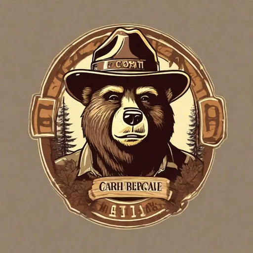 Prompt: funny cigarrete company logo with smokey the bear