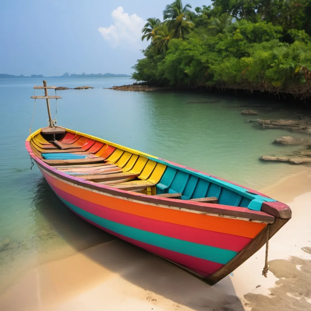 Prompt: colorful vinta boat