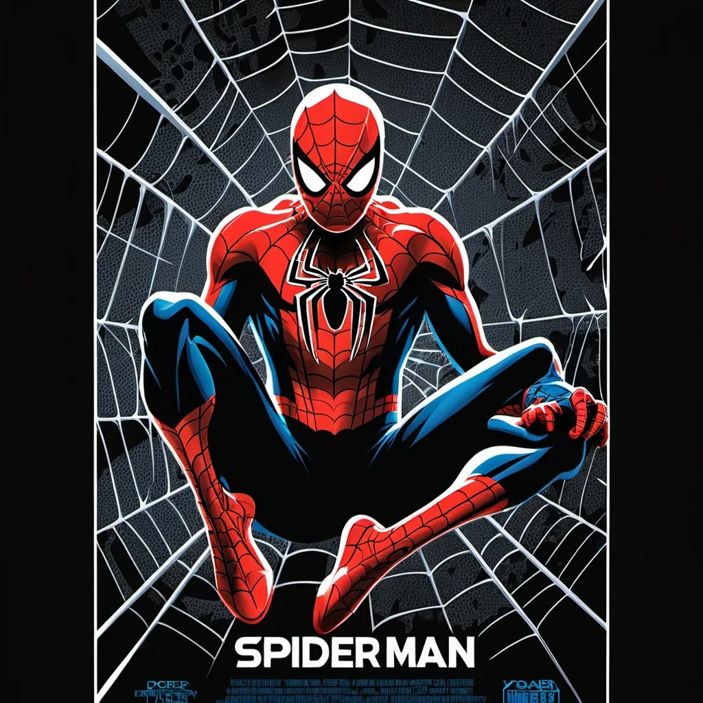 Prompt: a spider man poster with a black background and a spider man in the middle of it, with the words spider - man now home, Alton Tobey, panfuturism, movie poster, a poster