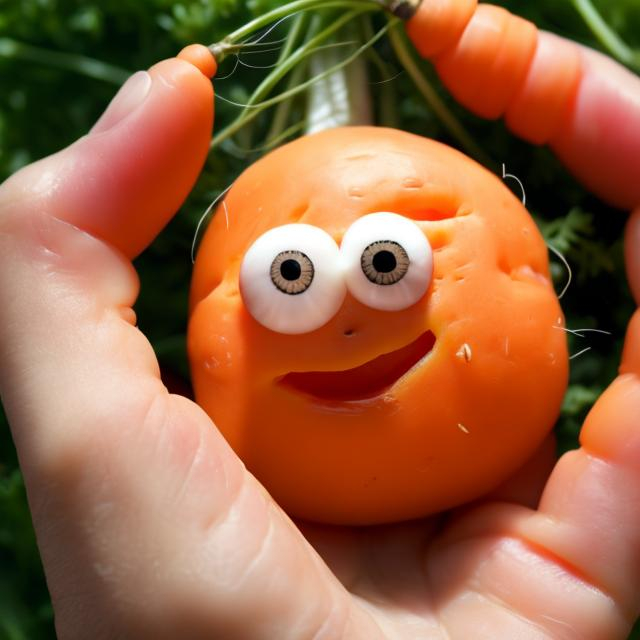 Prompt: Carrot holding an eye in your hands