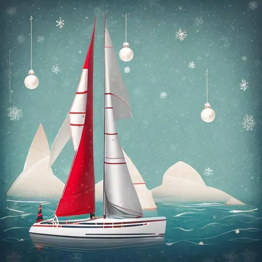 Prompt: regatta sailboat with a christmas look
