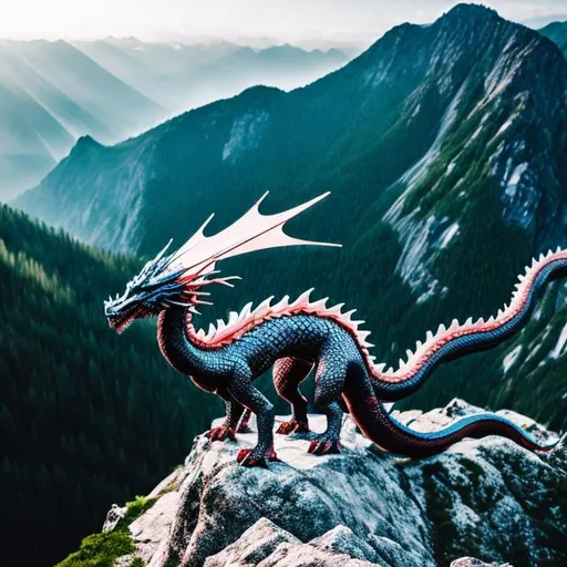 Prompt: elegant dragon on mountain