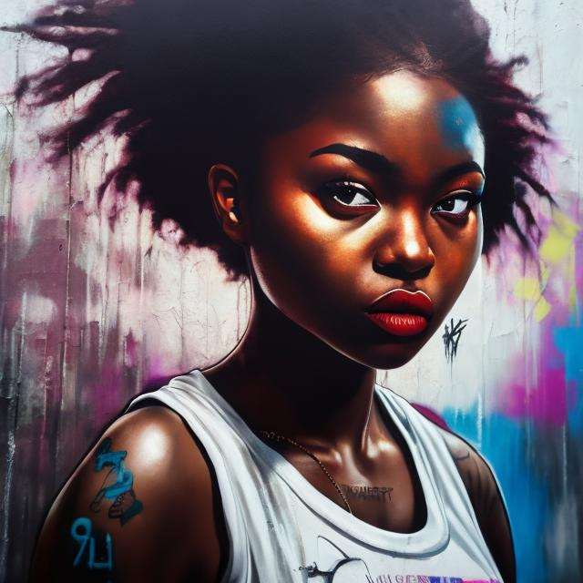 Prompt: 
Hip-hop girl ,Street art,Realistic,8k, majestic, beautiful 