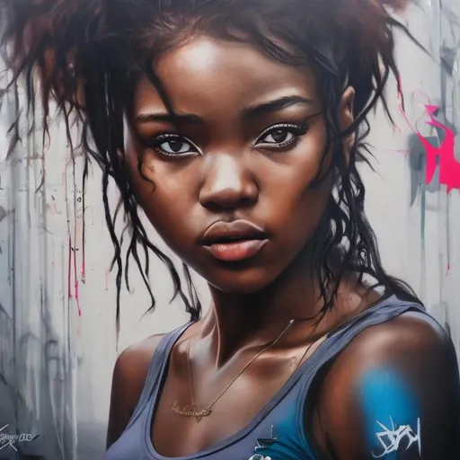 Prompt: Hip-hop girl ,Street art,Realistic,4k, majestic, beautiful 