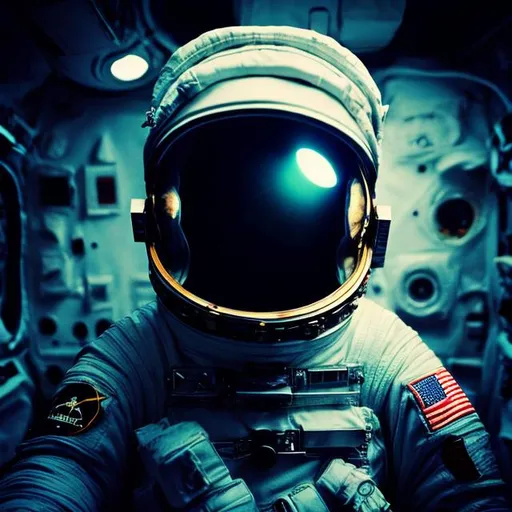 Prompt: Astronaut in space floating, 8k, detailed, monster, black, somber, sad, dark, scary, 