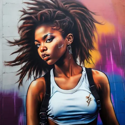 Prompt: 
Hip-hop girl ,Street art,Realistic,8k, majestic, beautiful 