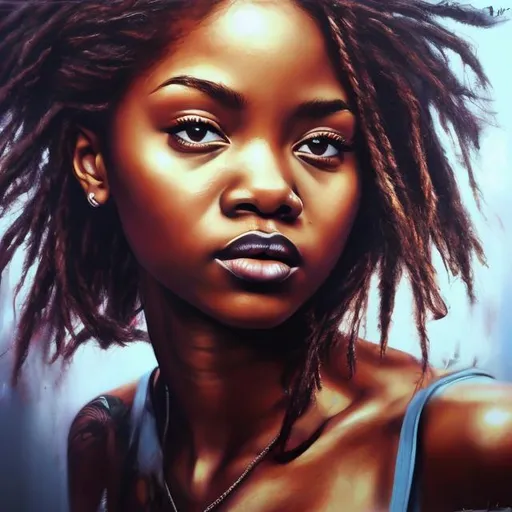 Prompt: 
Hip-hop girl ,Street art,Realistic,8k, majestic, beautiful 