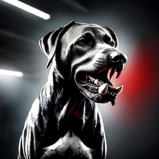 Prompt: Dangerous dog, blood hound, blood punk, scary, dark, sharp teeth,8k ,Hyperrealisic  