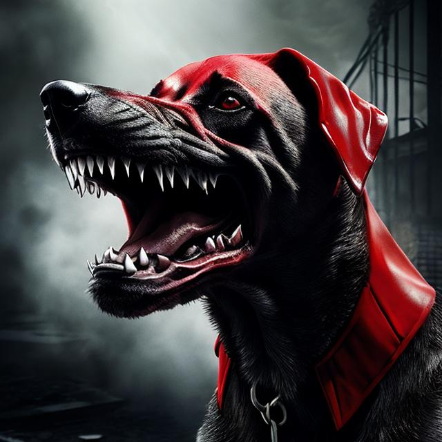 Prompt: Dangerous dog, blood hound, blood punk, scary, dark, sharp teeth,8k ,Hyperrealisic  