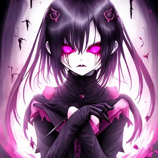 Evil anime vampiress, soft cheeks, pink cheeks, lave