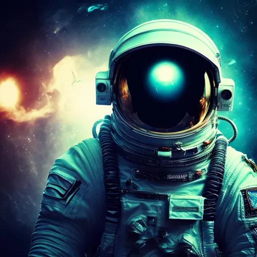 Prompt: Astronaut in space floating , 4k , detailed, monster , black, somber.
