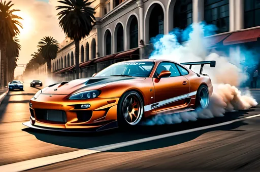 Prompt: The fast and the furious car drifting around a corner. Massive amounts of smoke from tires and filling the air. Smoke filling the picture around the car.
 {{highest quality concept art masterpiece in the style of Kayawoo }}}, night setting,  digital drawing oil painting, 128k UHD HDR, hyperrealistic intricate, graphic comic (HDR, UHD, 64k, best quality, RAW photograph, best quality, masterpiece:1.5,Ultra realistic high definition .  {{{{highest quality concept art masterpiece}}}} digital drawing oil painting, 128k UHD HDR, hyperrealistic intricate. Unreal engine 5