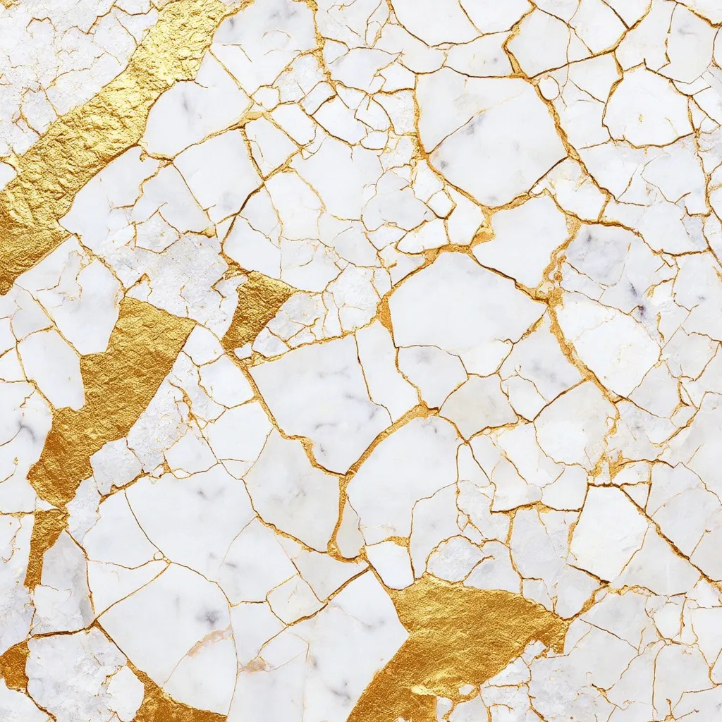 Prompt: cracked flat white gold marble texture