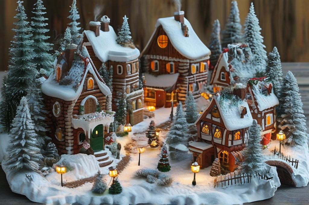 Prompt: make a chritsmas winter village