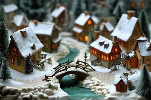 Prompt: make a chritsmas winter village