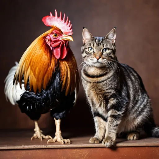 Prompt: Rooster and pussyCat