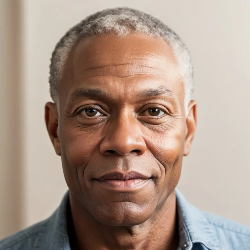 Prompt: Handsomel light skin Black man in his 60s