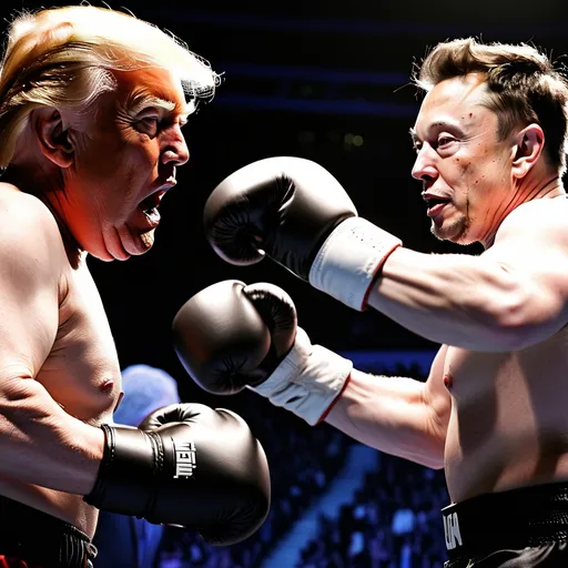 Prompt: Donald Trump and Elon Musk  boxing match