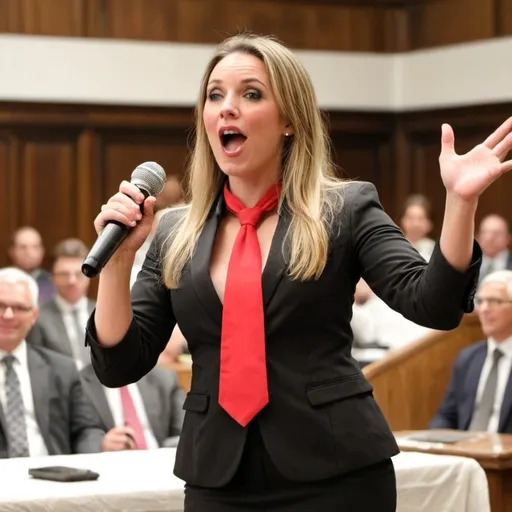 Prompt: female auctioneer
