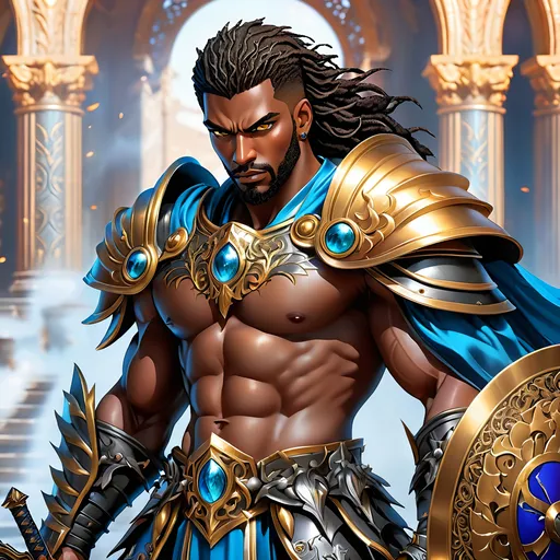 Prompt: Full Body, oil painting, fantasy, black man with vibrant dark hazel eyes, ((handsome detailed face and eyes)), angry, ((no beard)), large muscles warrior wearing dark evil armor ((wielding a large sword with both hands)), intricate hyper detailed hair, intricate hyper detailed eyelashes, intricate hyper detailed shining pupils #3238, UHD, hd , 8k eyes, detailed face, big anime dreamy eyes, 8k eyes, intricate details, insanely detailed, masterpiece, cinematic lighting, 8k, complementary colors, golden ratio, octane render, volumetric lighting, unreal 5, artwork, concept art, cover, top model, light on hair colorful glamourous hyperdetailed, ultra-fine details, intricate detailed evil coliseum background, hyper-focused, deep colors, dramatic lighting, ambient lighting god rays | by sakimi chan, artgerm, wlop, pixiv, tumblr, instagram, deviantart