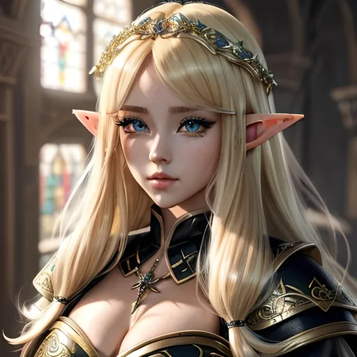 Prompt: masterpiece, splash art, ink painting, beautiful cute pop idol, D&D fantasy, (23 years old) elf girl cleric, ((beautiful detailed face and large eyes)), bright blond hair, looking at the viewer, wearing cleric outfit, intricate hyper detailed hair, intricate hyper detailed eyelashes, intricate hyper detailed shining pupils #3238, UHD, hd , 8k eyes, detailed face, big anime dreamy eyes, 8k eyes, intricate details, insanely detailed, masterpiece, cinematic lighting, 8k, complementary colors, golden ratio, octane render, volumetric lighting, unreal 5, artwork, concept art, cover, top model, light on hair colorful glamourous hyperdetailed, intricate hyperdetailed breathtaking colorful glamorous scenic view landscape, ultra-fine details, hyper-focused, deep colors, dramatic lighting, ambient lighting god rays | by sakimi chan, artgerm, wlop, pixiv, tumblr, instagram, deviantart