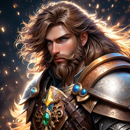 Prompt: Full body, ink painting, fantasy, Dwarf ((Male)), short stocky barrel chested build, ((handsome detailed face and  eyes)) high cleric, rugged face, short brown hair and long flowing brown beard, wearing intricate magical plate mail, large shield and war hammer in hand, intricate hyper detailed hair, intricate hyper detailed eyelashes, intricate hyper detailed shining pupils #3238, UHD, hd , 8k eyes, detailed face, big anime dreamy eyes, 8k eyes, intricate details, insanely detailed, masterpiece, cinematic lighting, 8k, complementary colors, golden ratio, octane render, volumetric lighting, unreal 5, artwork, concept art, cover, top model, light on hair colorful glamourous hyperdetailed, ultra-fine details, hyper-focused, deep colors, dramatic lighting, ambient lighting god rays, | by sakimi chan, artgerm, wlop, pixiv, tumblr, instagram, deviantart