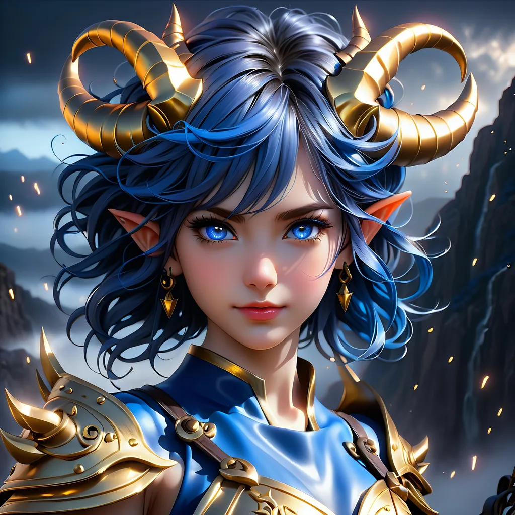 Prompt: Full body visible, oil painting, young 28 years old succubus demon girl, light-skinned-female, archer, ((beautiful detailed face and glowing anime eyes)), short royal blue hair, rosy cheeks, short Black demon horns, sad but hopeful smile, looking at the viewer, intricate detailed Leather adventurers gear, intricate hyper detailed hair, intricate hyper detailed eyelashes, intricate hyper detailed shining pupils, #3238, UHD, hd , 8k eyes, detailed face, big anime dreamy eyes, 8k eyes, intricate details, insanely detailed, masterpiece, cinematic lighting, 8k, complementary colors, golden ratio, octane render, volumetric lighting, unreal 5, artwork, concept art, cover, top model, light on hair colorful glamourous hyperdetailed standing on a cliff in a storm background, intricate hyperdetailed battlefield, ultra-fine details, hyper-focused, deep colors, dramatic lighting, ambient lighting | by sakimi chan, artgerm, wlop, pixiv, tumblr, instagram, deviantart