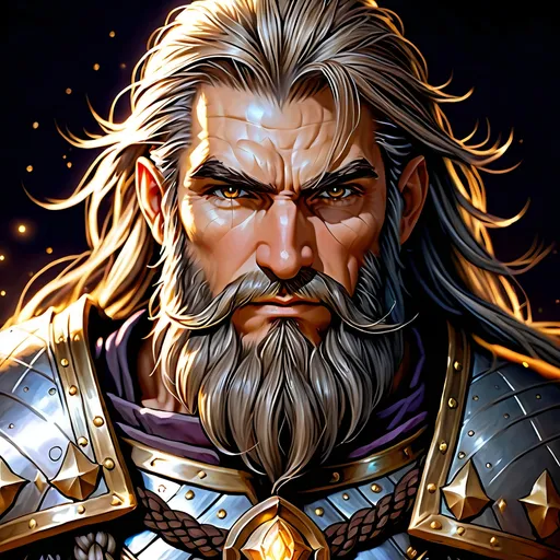 Prompt: Full body visible, oil painting, D&D fantasy, older years old ((Male)) dwarven cleric, ((dwarf build, rugged older detailed face, bulbous nose and flat forehead, and hazel anime eyes)), ((Short stocky broad shoulders barrel chested)), long braided dark hair, long braided dark Dwarven beard, short pointed ears, determined look, looking at the viewer, intricate detailed holy cleric magical armor, intricate hyper detailed hair, intricate hyper detailed eyelashes, intricate hyper detailed shining pupils, #3238, UHD, hd , 8k eyes, detailed face, big anime dreamy eyes, 8k eyes, intricate details, insanely detailed, masterpiece, cinematic lighting, 8k, complementary colors, golden ratio, octane render, volumetric lighting, unreal 5, artwork, concept art, cover, top model, light on hair colorful glamourous hyperdetailed plains battlefield background, intricate hyperdetailed plains battlefield background, ultra-fine details, hyper-focused, deep colors, dramatic lighting, ambient lighting | by sakimi chan, artgerm, wlop, pixiv, tumblr, instagram, deviantart