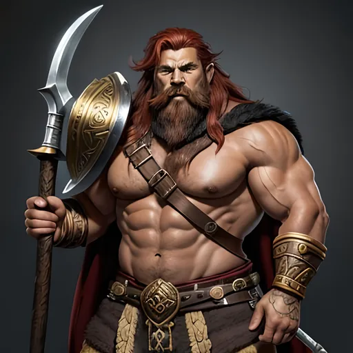 Prompt: masterpiece, splash art, ink painting, D&D fantasy, lightly tanned-skinned gold dwarf male barbarian, ((short stocky, barrel chested, dwarf proportions)), determined expression, medium length red hair, looking at the viewer, wearing detailed splint armor holding a huge battle axe above in one hand #3238, UHD, hd , 8k eyes, detailed face, big anime dreamy eyes, 8k eyes, intricate details, insanely detailed, masterpiece, cinematic lighting, 8k, complementary colors, golden ratio, octane render, volumetric lighting, unreal 5, artwork, concept art, cover, top model, light on hair colorful glamourous hyperdetailed medieval city background, intricate hyperdetailed breathtaking colorful glamorous scenic view landscape, ultra-fine details, hyper-focused, deep colors, dramatic lighting, ambient lighting god rays, flowers, garden | by sakimi chan, artgerm, wlop, pixiv, tumblr, instagram, deviantart