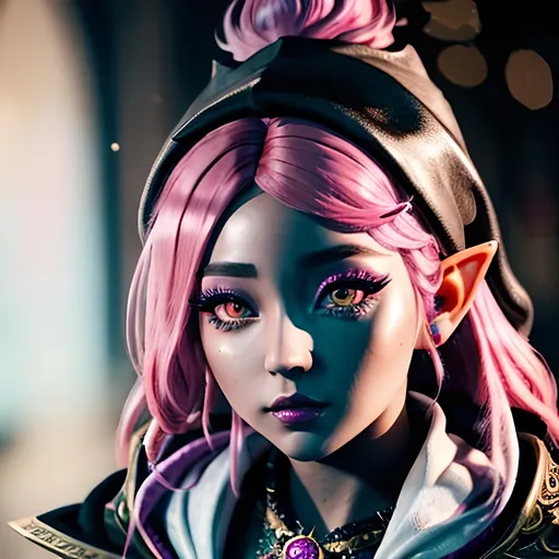 Prompt: masterpiece, splash art, ink painting, beautiful cute D&D fantasy, (23 years old) gnome girl wizard, ((beautiful detailed face and large eyes)), bright pink hair, looking at the viewer, wearing wizard outfit, intricate hyper detailed hair, intricate hyper detailed eyelashes, intricate hyper detailed shining pupils #3238, UHD, hd , 8k eyes, detailed face, big anime dreamy eyes, 8k eyes, intricate details, insanely detailed, masterpiece, cinematic lighting, 8k, complementary colors, golden ratio, octane render, volumetric lighting, unreal 5, artwork, concept art, cover, top model, light on hair colorful glamourous hyperdetailed, intricate hyperdetailed breathtaking colorful glamorous scenic view landscape, ultra-fine details, hyper-focused, deep colors, ambient lighting god rays | by sakimi chan, artgerm, wlop, pixiv, tumblr, instagram, deviantart