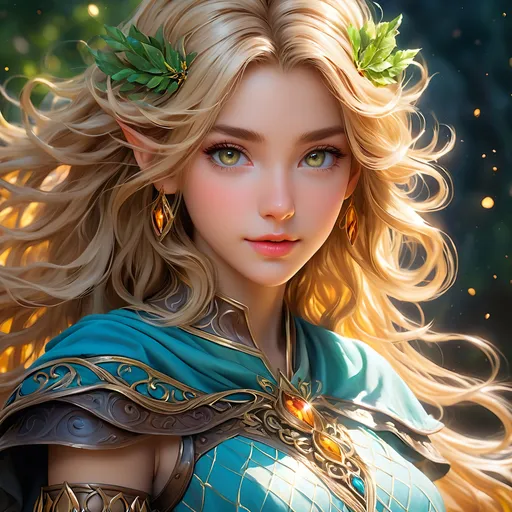 Prompt: Full Body visible, oil painting, D&D fantasy, very cute young ((light-skinned-elf girl)), light-skinned-female, slender, ((beautiful detailed face and large dark anime eyes)) long wavy dirty blonde hair, determined smile, pointed ears, looking at the viewer, witch wearing rags, intricate hyper detailed hair, intricate hyper detailed eyelashes, intricate hyper detailed shining pupils #3238, UHD, hd , 8k eyes, detailed face, big anime dreamy eyes, 8k eyes, intricate details, insanely detailed, masterpiece, cinematic lighting, 8k, complementary colors, golden ratio, octane render, volumetric lighting, unreal 5, artwork, concept art, cover, top model, light on hair colorful glamourous hyperdetailed, intricate hyperdetailed breathtaking colorful  burning village, ultra-fine details, hyper-focused, deep colors, dramatic lighting, ambient lighting god rays, | by sakimi chan, artgerm, wlop, pixiv, tumblr, instagram, deviantart