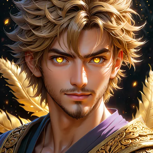 Prompt: Full body visible, oil painting, D&D fantasy, 22 years old mongrel man, ((Left side of the face covered in lizard scales)), ((rugged detailed face and glowing gold anime eyes)), short chestnut hair, wise smile, looking at the viewer, intricate detailed cloth monk robes, intricate hyper detailed hair, intricate hyper detailed eyelashes, intricate hyper detailed shining pupils, #3238, UHD, hd , 8k eyes, detailed face, big anime dreamy eyes, 8k eyes, intricate details, insanely detailed, masterpiece, cinematic lighting, 8k, complementary colors, golden ratio, octane render, volumetric lighting, unreal 5, artwork, concept art, cover, top model, light on hair colorful glamourous hyperdetailed house ruins background, intricate hyperdetailed house ruins background, ultra-fine details, hyper-focused, deep colors, dramatic lighting, ambient lighting | by sakimi chan, artgerm, wlop, pixiv, tumblr, instagram, deviantart