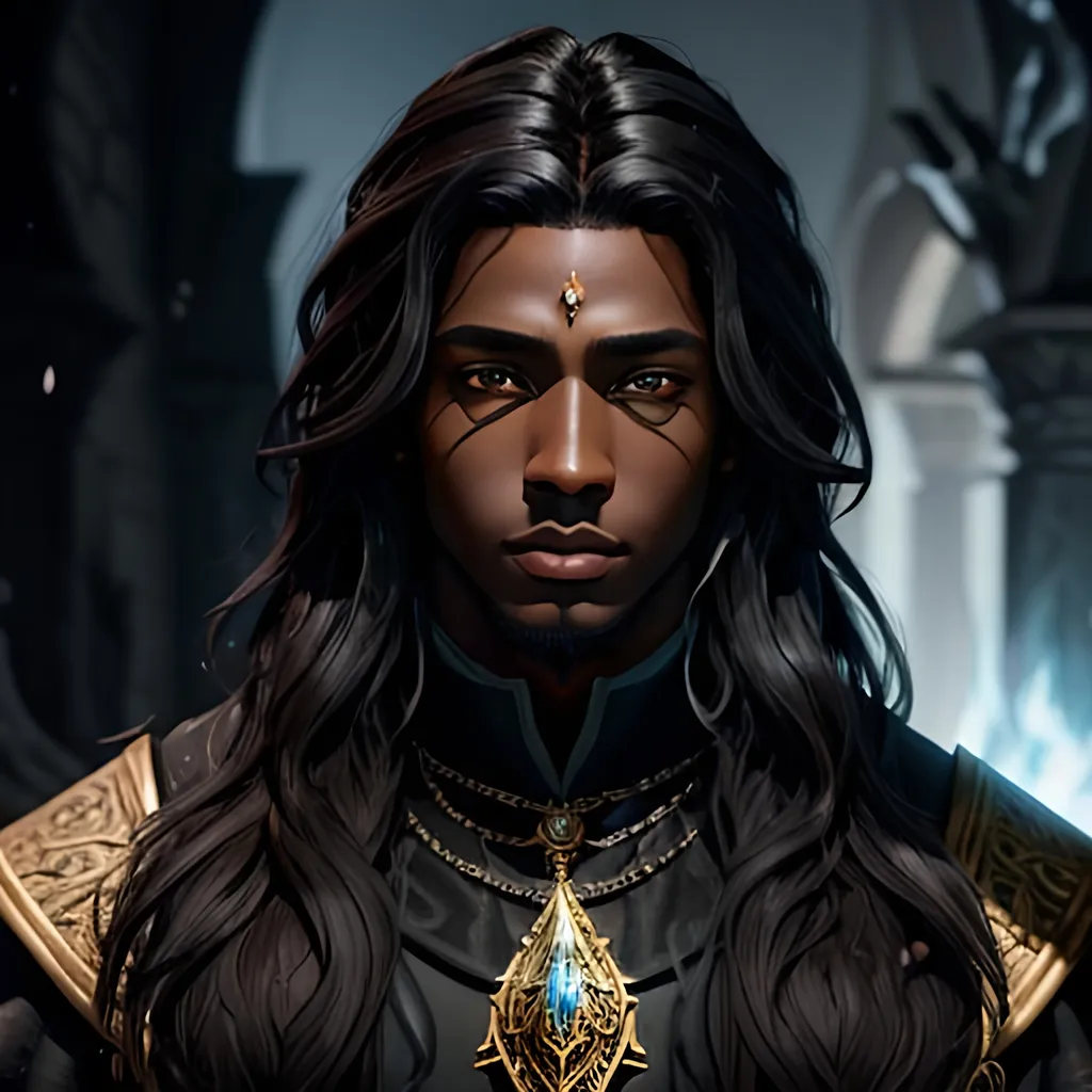 Prompt: masterpiece, splash art, ink painting, handsome D&D fantasy, (23 years old) (dark-skinned-human male wizard, ((beautiful detailed face and large eyes)), light dark hair, looking at the viewer, wearing wizard outfit, intricate hyper detailed hair,  #3238, UHD, hd , 8k eyes, detailed face, big anime dreamy eyes, 8k eyes, intricate details, insanely detailed, masterpiece, 8k, complementary colors, golden ratio, octane render, volumetric lighting, unreal 5, artwork, concept art, cover, top model, light on hair colorful glamourous hyperdetailed, intricate hyperdetailed breathtaking colorful glamorous scenic view landscape, ultra-fine details, hyper-focused, deep colors, ambient lighting god rays | by sakimi chan, artgerm, wlop, pixiv, tumblr, instagram, deviantart